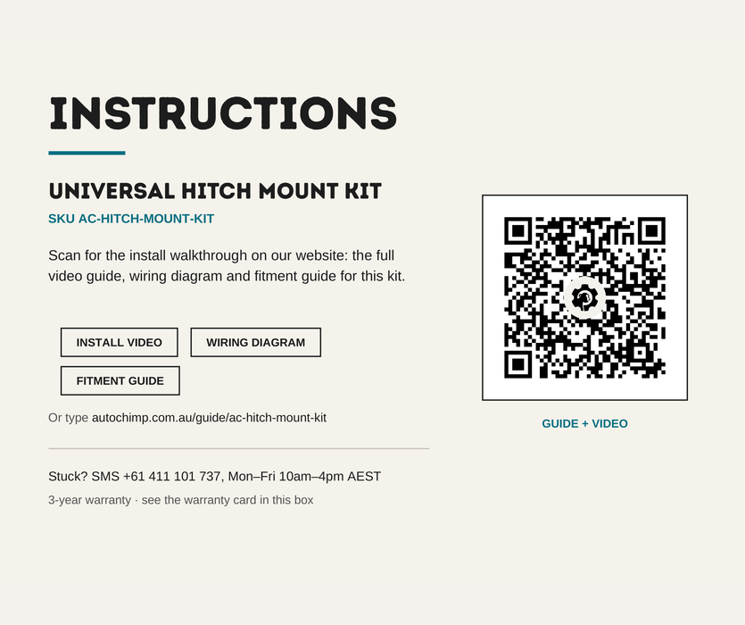 AutoChimp™ Universal Hitch Mount Kit | Includes Left & Right Brackets + Dust Covers for Pro Series Cameras | SKU: AC-HITCH-MOUNT-KIT | Instructions