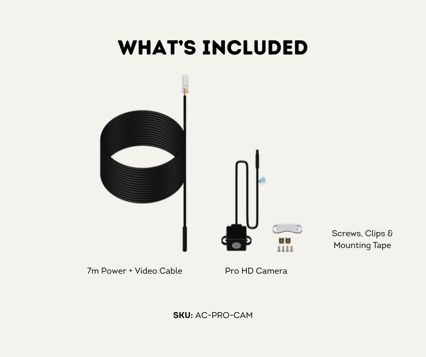 AutoChimp™ Pro HD Camera Only + Power Cable | 6V–12V Front or Rear Configurable | SKU: AC-PRO-CAM | Kit Contents