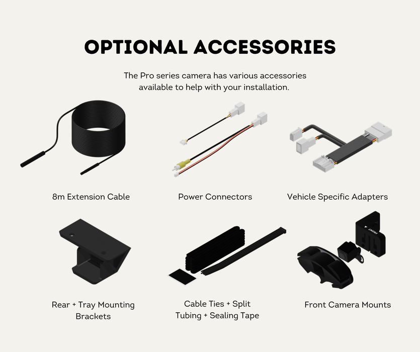 AutoChimp™ Pro HD Camera Only + Power Cable | 6V–12V Front or Rear Configurable | SKU: AC-PRO-CAM | Optional Accessories