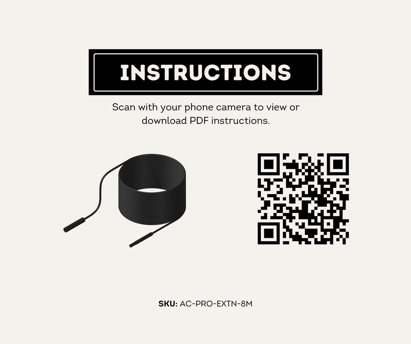 AutoChimp™ Pro Series Camera Extension Cable | 8m Length | SKU: AC-PRO-EXTN-8M | Instructions