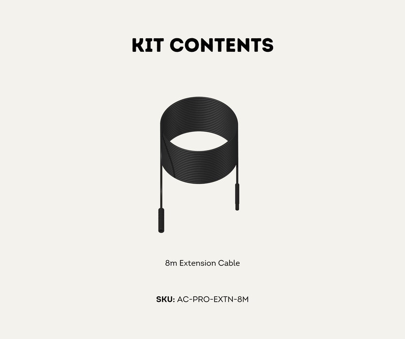 AutoChimp™ Pro Series Camera Extension Cable | 8m Length | SKU: AC-PRO-EXTN-8M | Kit Contents