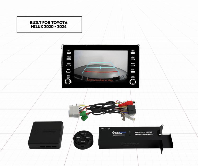 AutoChimp Multi-Camera Kit for Toyota Hilux 2020 to 2024 | Seamless Camera Integration for Toyota Hilux Factory Screen | AC-MULTI-CAM-HILUX-2020 - AutoChimp Electronics