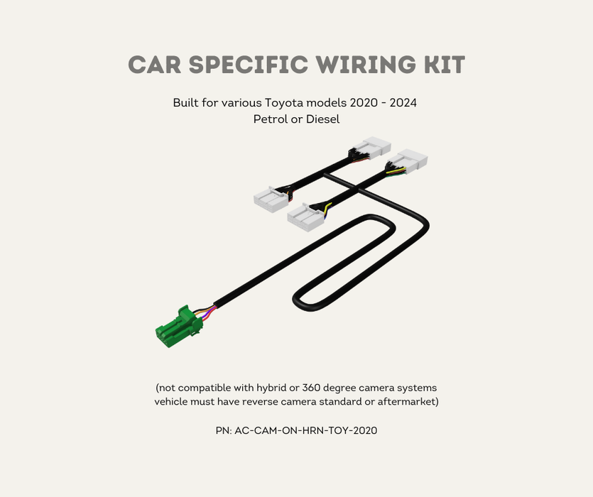 AutoChimp™ Camera On Harness for Toyota (2020 - 2024) | Car Specific Wiring Kit