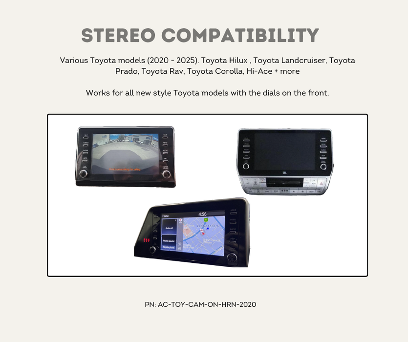 AutoChimp™ Camera On Harness for Toyota (2020 - 2024) | Stereo Compatibility