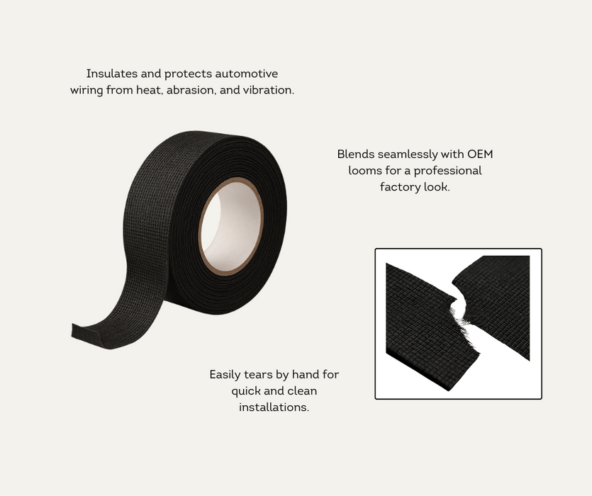 AutoChimp™ Cloth Loom Tape | 25mm x 15m Factory-Style Fleece Roll | SKU: AC-CLOTH-TAPE | Info Guide
