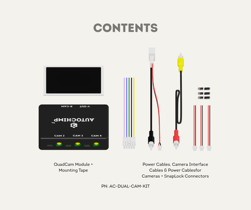 AutoChimp™ Dual Camera Kit Universal | Two Camera Interface for Aftermarket or OEM Screens | AC-DUAL-CAM-KIT | Contents 1