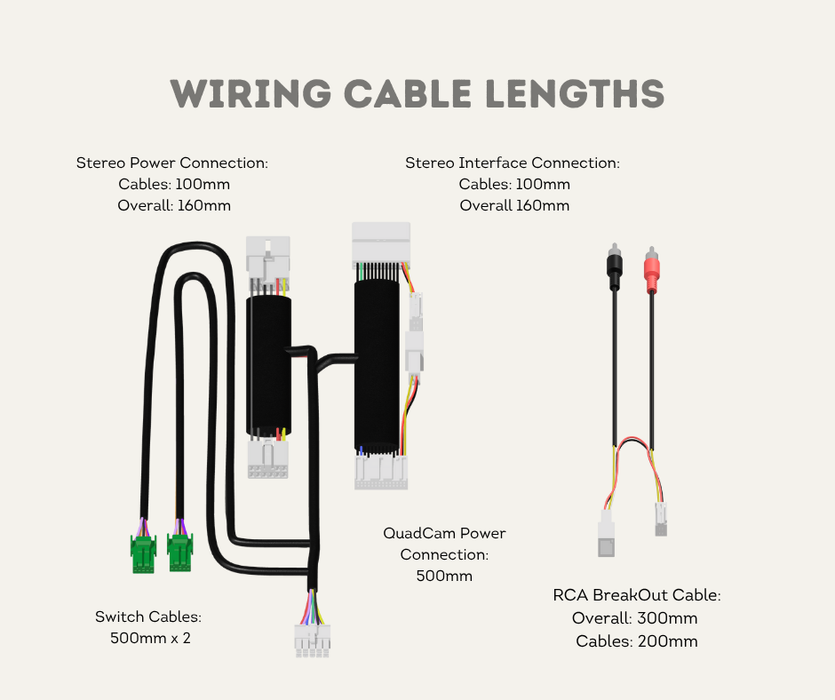 AutoChimp™ Dual Camera Kit for 70 Series Landcruiser 2023 - 2025 | Plug & Play Camera Expansion | Add Front & Trailer Cameras | AC-DUAL-70SERIES-2024 | Wiring Cable Lengths