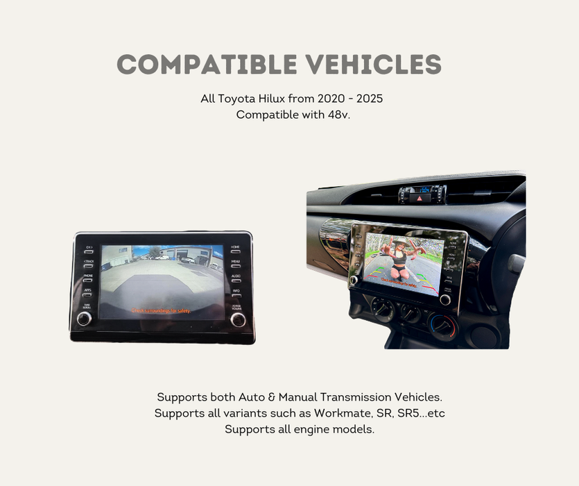 AutoChimp™ Dual Camera Kit for Toyota Hilux 2020–2024 | Plug & Play Reverse + Front/Trailer Camera Expansion | Compatible Vehicles