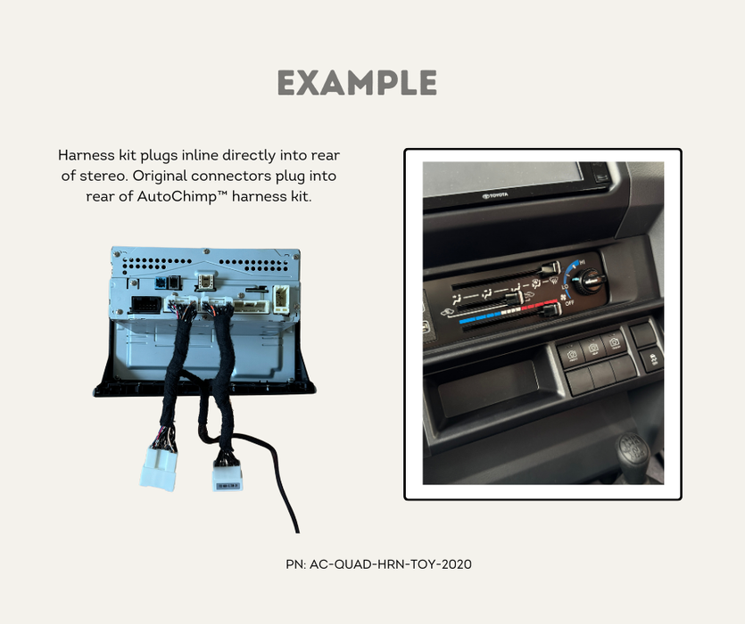 AutoChimp™ Dual Camera Kit for Toyota Hilux 2020–2024 | Plug & Play Reverse + Front/Trailer Camera Expansion | Example