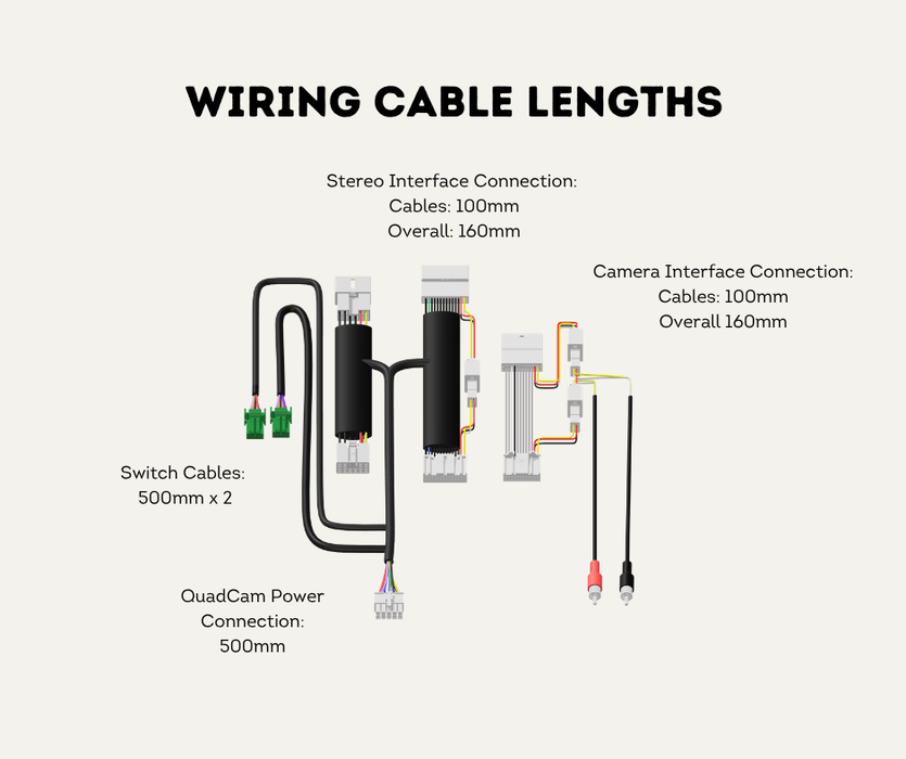 AutoChimp™ Dual Camera Kit for Toyota Hilux (2014–2015) | Add Front, Trailer, or Side Camera | Factory Stereo Integration | AC-DUAL-HILUX-2014 | Wiring Cable Lengths
