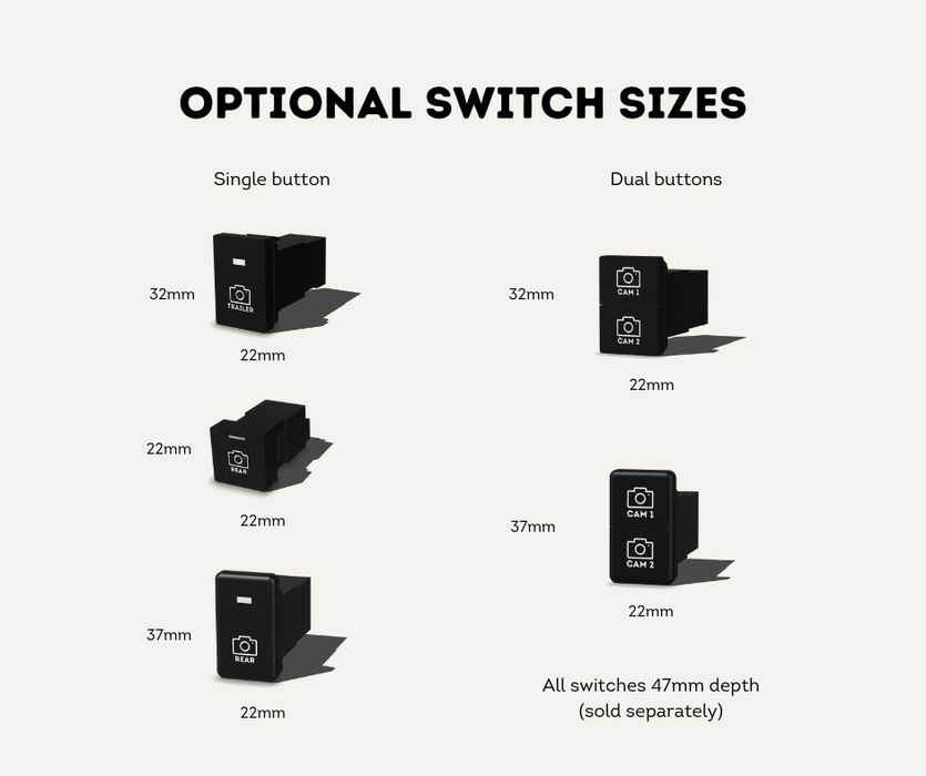 AutoChimp™ Dual Camera Kit for Toyota LandCruiser 70 Series (2014–2023) | AC-DUAL-70SERIES-2014 | Optional Switch Sizes