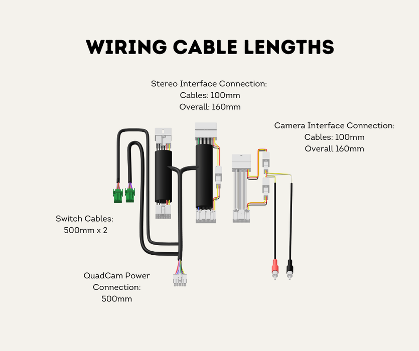 AutoChimp™ Dual Camera Kit for Toyota LandCruiser 70 Series (2014–2023) | AC-DUAL-70SERIES-2014 | Wiring Cable Lengths