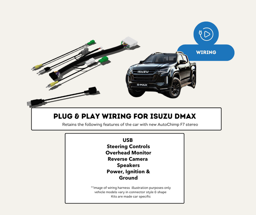 AutoChimp™ F7 Stereo Kit for Isuzu DMAX 2012 - 2020 | 9" HD Car Radio Wireless Edition Features