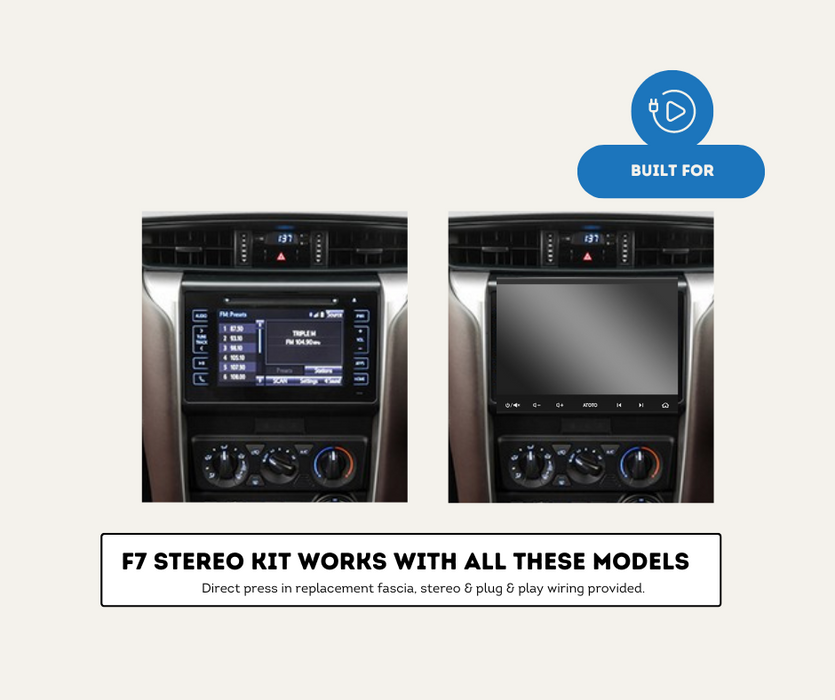 AutoChimp™ F7 Stereo Kit for Toyota Fortuner 2014 - 2020 | 9" HD Car Radio Wireless Edition Compatibility