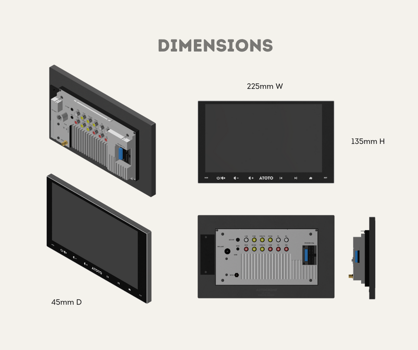 AutoChimp™ F7 Stereo Kit for Toyota Landcruiser 70 Series (2014–2023) | Dimensions