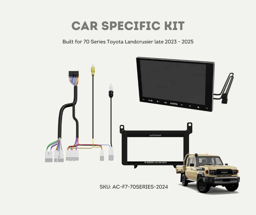 AutoChimp™ F7 Stereo Kit for Toyota Landcruiser 70 Series (2024–2025) | 9" Wireless HD Car Radio | Car Specific