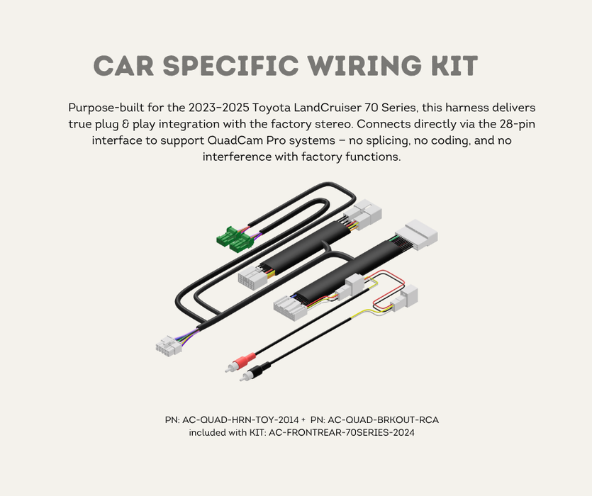AutoChimp™ Front & Rear Camera Kit for Toyota LandCruiser 70 Series (2024+) | Plug & Play QuadCam Bundle | AC-FRONTREAR-70SERIES | Car Specific Wiring Kit