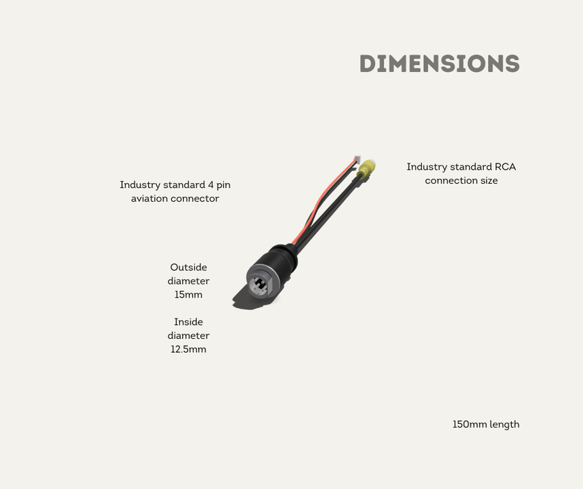 AutoChimp™ Heavy Duty Camera Connector | RCA Type Dimensions