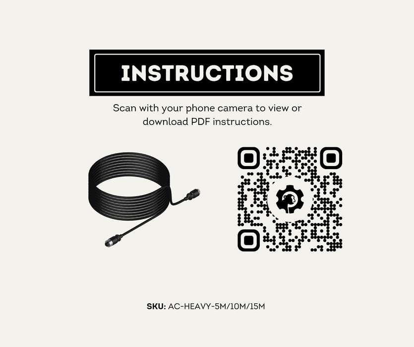 AutoChimp™ Heavy Duty Camera Extension Cable | Select 5m / 10m / 15m | SKU: AC-HEAVY-5M/10M/15M | Instructions