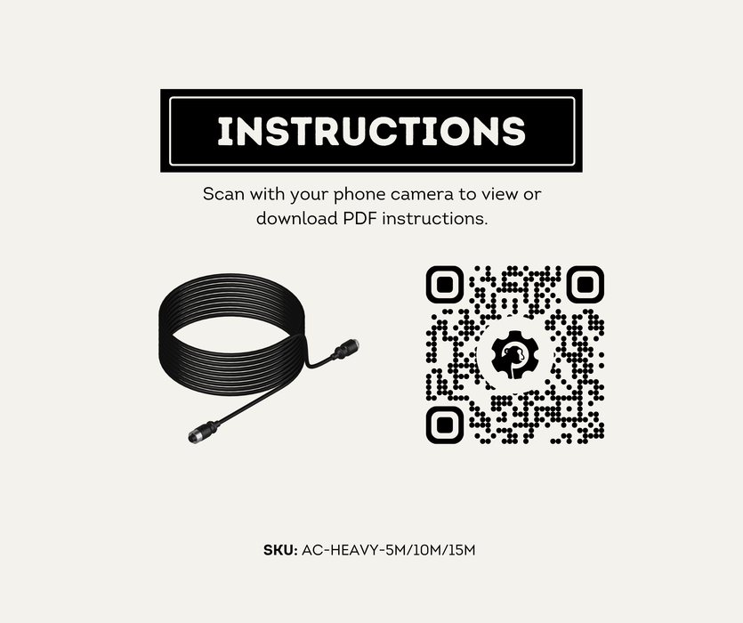 AutoChimp™ Heavy Duty Camera Extension Cable | Select 5m / 10m / 15m | SKU: AC-HEAVY-5M/10M/15M | Instructions