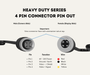 AutoChimp™ Heavy Duty Camera Kit | IR + IR Cut Night Vision | AHD / CVBS | Selectable Cable Length | SKU: AC-HEAVY-CAM-KIT | Heavy Duty Series 4 Pin Connector Pin Out
