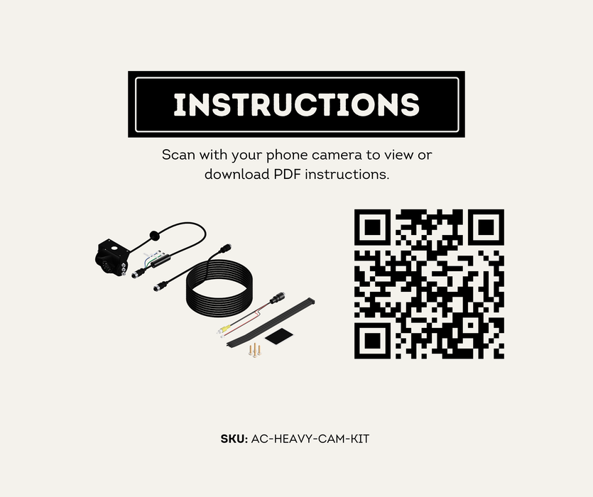 AutoChimp™ Heavy Duty Camera Kit | IR + IR Cut Night Vision | AHD / CVBS | Selectable Cable Length | SKU: AC-HEAVY-CAM-KIT | Instructions