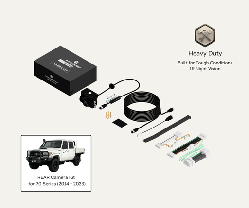 AutoChimp™ Heavy Duty Reverse Camera Kit for Toyota LandCruiser 70 Series (2014–2023) | Commercial Grade Upgrade | SKU: AC-TOY-RC7-HD | Listing