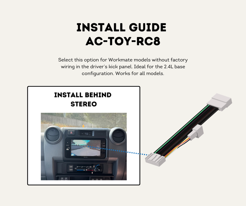 AutoChimp™ Heavy Duty Reverse Camera Kit for Toyota LandCruiser 70 Series (2024–2026) | Commercial Grade Upgrade | SKU: AC-TOY-RC10-HD | Installation Guide RC8 Patch