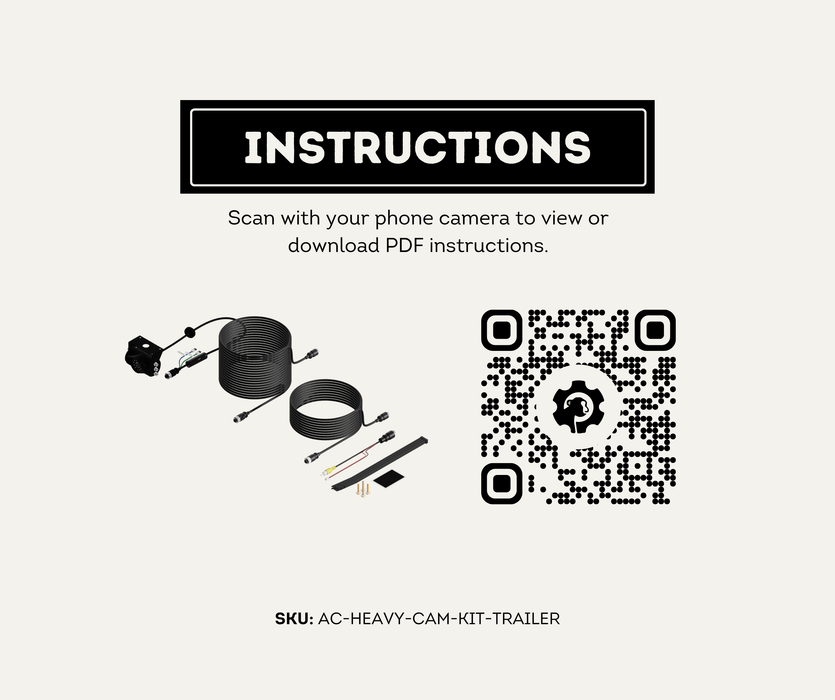 AutoChimp™ Heavy Duty Trailer Camera Kit | 5m + 10m Extension Cables for Hitch Break Points | SKU: AC-HEAVY-CAM-KIT-TRAILER | Instructions