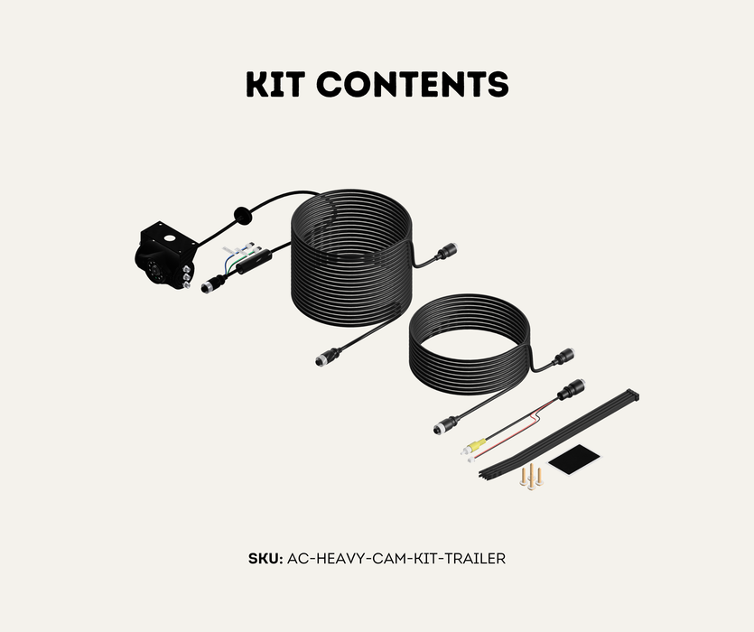 AutoChimp™ Heavy Duty Trailer Camera Kit | 5m + 10m Extension Cables for Hitch Break Points | SKU: AC-HEAVY-CAM-KIT-TRAILER | Kit Contents