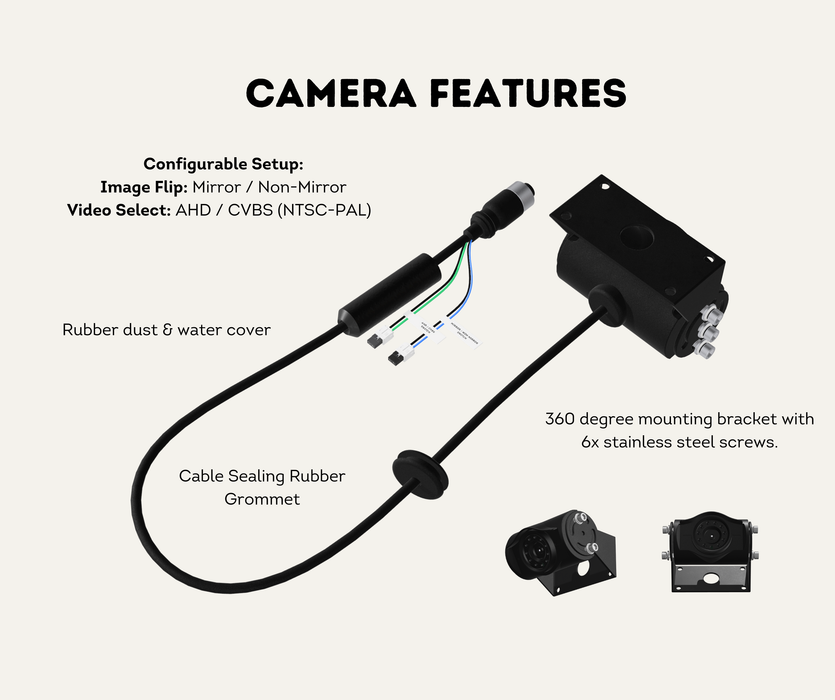 AutoChimp™ Heavy Duty Reverse Camera Kit for Toyota LandCruiser 70 Series (2014–2023) | Commercial Grade Upgrade | SKU: AC-TOY-RC7-HEAVY | Heavy Duty Camera Features