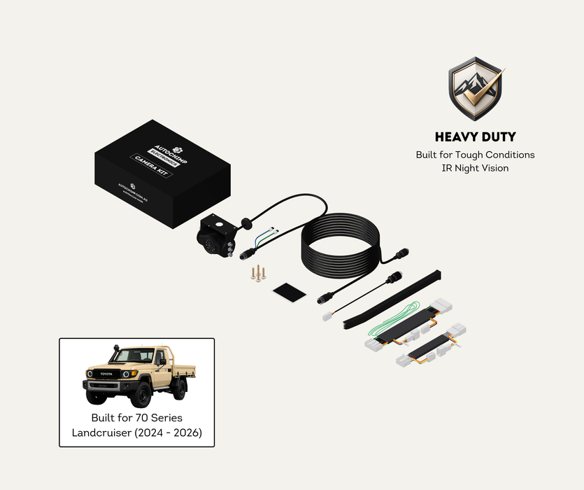 AutoChimp™ Heavy Duty Reverse Camera Kit for Toyota LandCruiser 70 Series (2024–2026) | Commercial Grade Upgrade | SKU: AC-TOY-RC8-RC9-HEAVY | Main