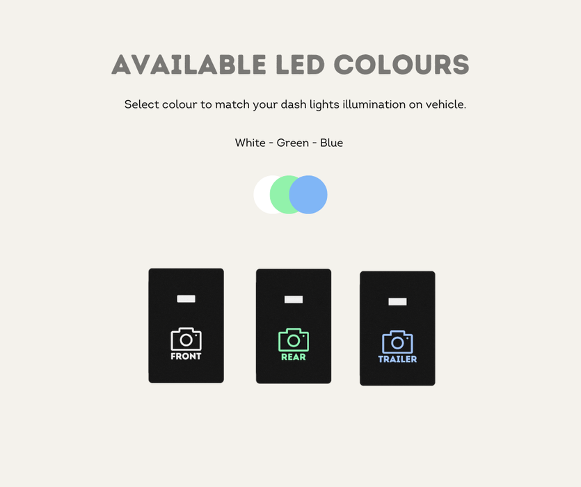 AutoChimp™ OEM Camera Switches for Toyota | Select Size, Colour & Icon (22mm, 32mm & 37mm) | AC-SWITCH-TOY | Available Colours