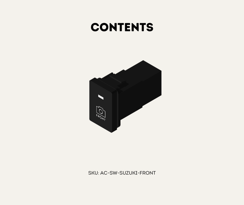AutoChimp™ OEM Camera Switch for Suzuki Jimny / Jimny XL (2025-Onwards) | 32mm Factory Style | SKU: AC-SW-SUZUKI-FRONT | Contents