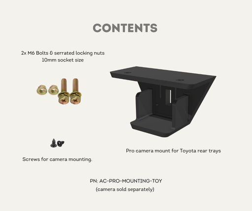 AutoChimp™ Pro Camera Mounting Bracket | Factory Tray Fitment for Toyota | AC-PRO-MOUNTING-TOY | Contents