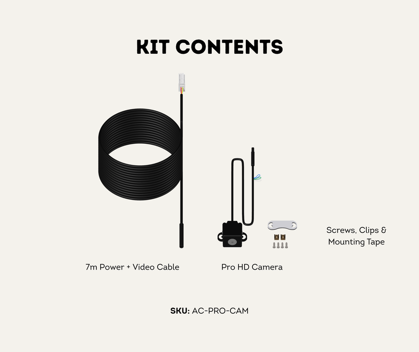 AutoChimp™ Pro HD Camera Only + Power Cable | 6V–12V Front or Rear Configurable | SKU: AC-PRO-CAM | Kit Contents