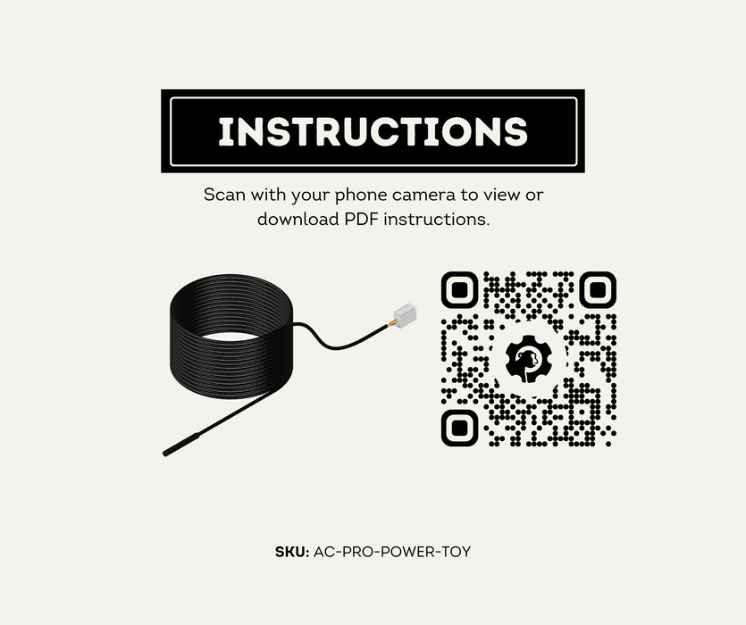 AutoChimp™ Pro Series Camera Power Cable | 4-Pin Plug for Toyota | SKU: AC-PRO-POWER-TOY | Instructions