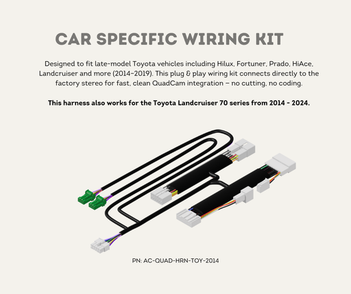 AutoChimp™ QuadCam Harness for Toyota (2014–2019) | Car Specific Wiring Kit