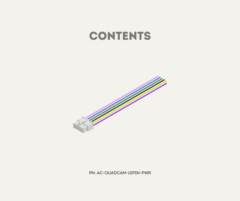 AutoChimp™ QuadCam Power Cable | Universal Power Connection Kit for QuadCam PRO+ | 10-Pin Harness | Contents
