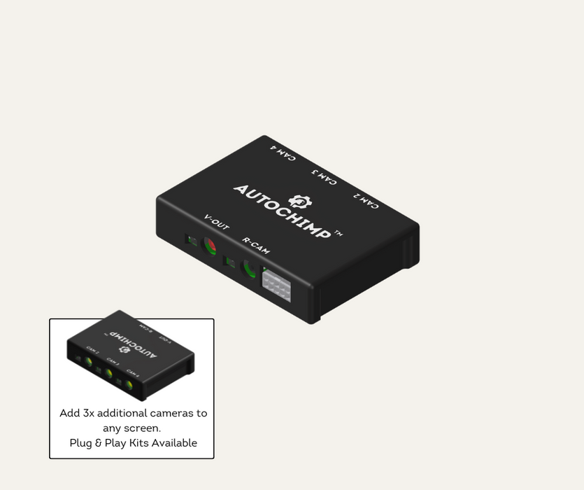 AutoChimp™ QuadCam System | 4-Camera Integration for Factory & Aftermarket Stereos | AC-QUADCAM-SYSTEM