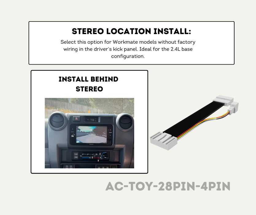 AutoChimp™ Reverse Camera Adapter for Toyota Landcruiser 70 Series (2023–2024) | 28-Pin Integration Harness | Stereo Install