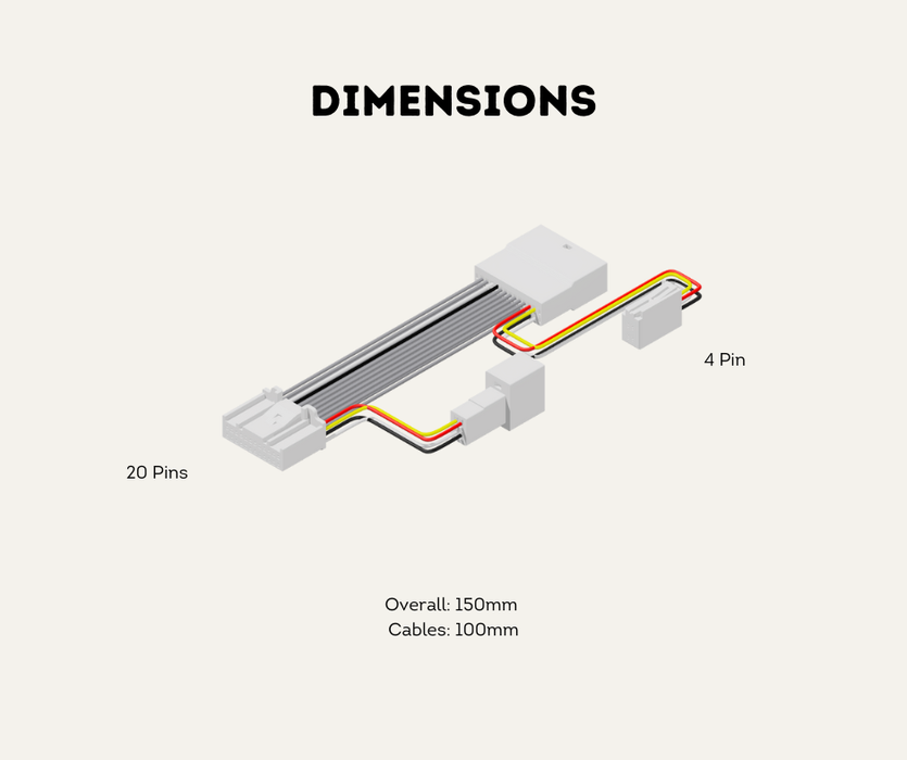 AutoChimp™ Reverse Camera Interface Harness for Toyota Hilux & Landcruiser 70 Series (2014–2023) | 24-Pin Camera Integration Harness | AC-TOY-24PIN-4PIN | Dimensions