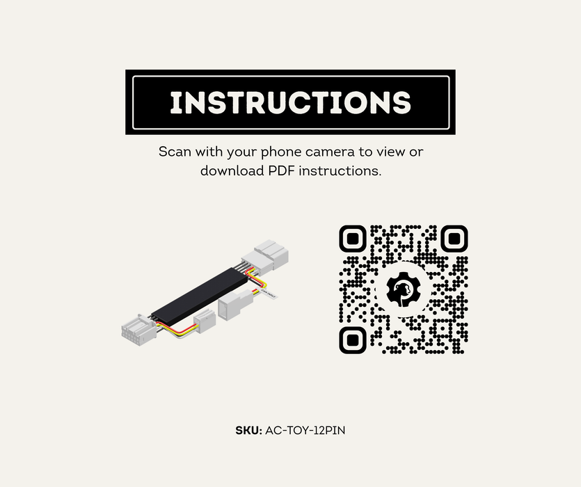 AutoChimp™ Reverse Camera Interface Harness for Toyota LandCruiser 70 Series (2024+ Facelift) | 12-Pin Full Pass-Through Camera Input Harness | SKU: AC-TOY-12PIN | Instructions