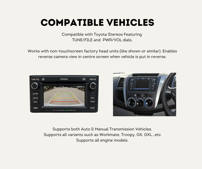 AutoChimp™ Reverse Camera Interface Harness for Toyota | 20-Pin Camera Integration & Reverse Trigger Signal Harness | SKU: AC-TOY-20PIN | Compatible Vehicles