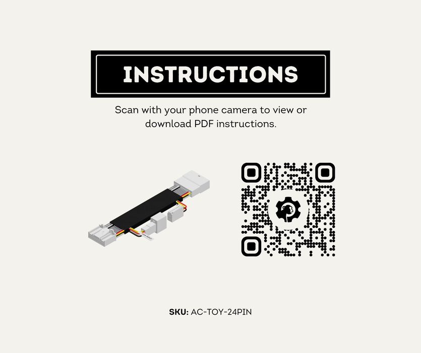 AutoChimp™ Reverse Camera Interface Harness for Toyota (2014–2023) | Hilux, 70 Series, Prado, Fortuner & HiAce | 24-Pin Full Pass-Through Camera Input Harness | SKU: AC-TOY-24PIN | Instructions