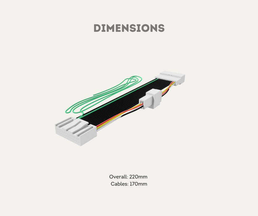 AutoChimp™ Reverse Camera Interface Harness for Toyota | 28-Pin Camera Integration & Reverse Trigger Signal Harness | Dimensions
