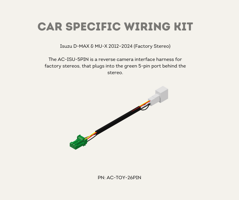 AutoChimp™ Reverse Camera Interface Plug for Isuzu D-MAX & MU-X (2012–2024) | AC-ISU-5PIN Adapter | Car Specific Wiring Kit