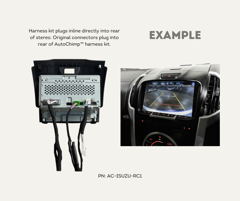 AutoChimp™ Reverse Camera Interface Plug for Isuzu D-MAX & MU-X (2012–2024) | AC-ISU-5PIN Adapter | Example
