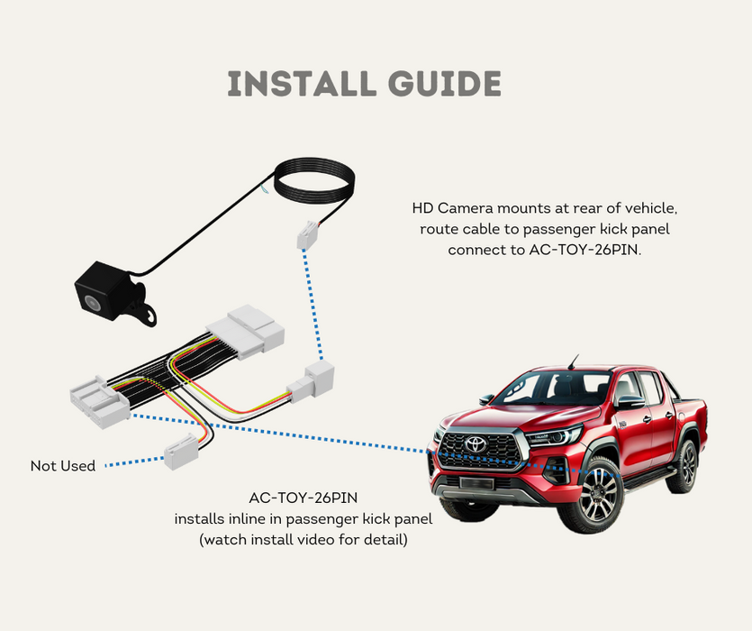 AutoChimp™ Reverse Camera Interface Plug for Toyota Hilux (2020–2025) | 26-Pin Plug & Play Harness | AC-TOY-26PIN | Install Guide