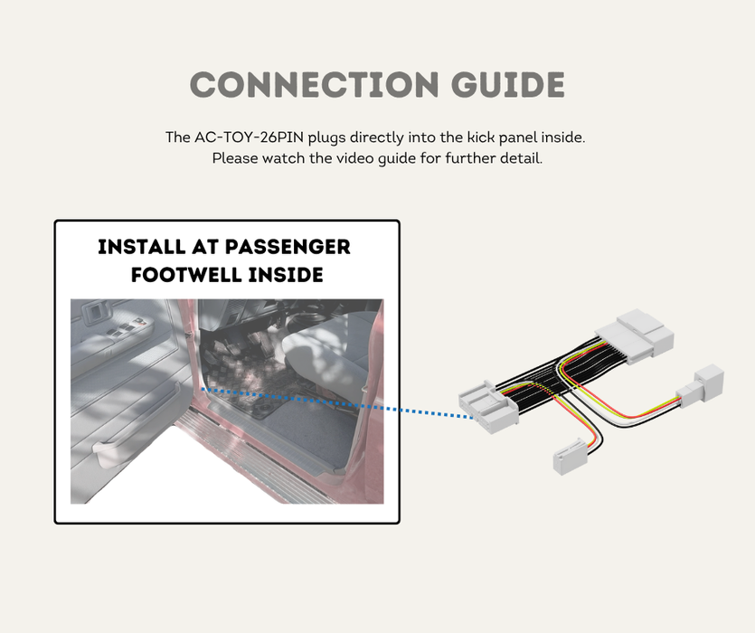 AutoChimp™ Reverse Camera Interface Plug for Toyota Hilux (2020–2025) | 26-Pin Plug & Play Harness | AC-TOY-26PIN | Connection Guide